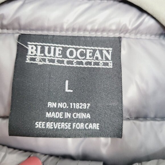 Vintage Blue Ocean Collection Puffer Vest Lightweight Liquid Gray Y2K Large NEW - Picture 4 of 9